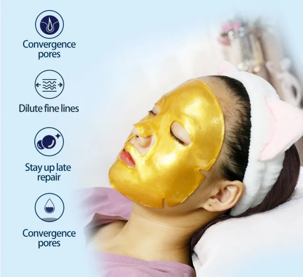 Mască Facială cu Colagen 24K Gold – Hidratare Intensă și Strălucire Naturală 1+1 Gratis
